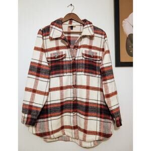 Universal Thread Women's Wool Polyester Shacket Jacket Barn Oversized Plaid SZ L